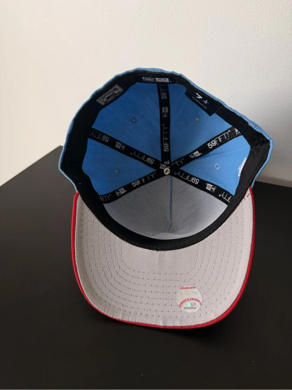 New Era Light Blue Crown Red Visor Angels 'A' Logo 59FIFTY